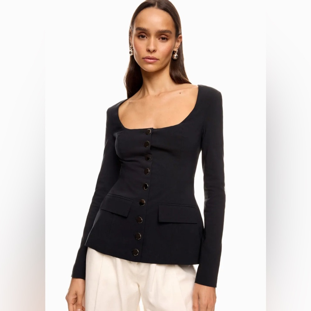 Boatneck Peplum Blazer in Black - Picture 7 of 10